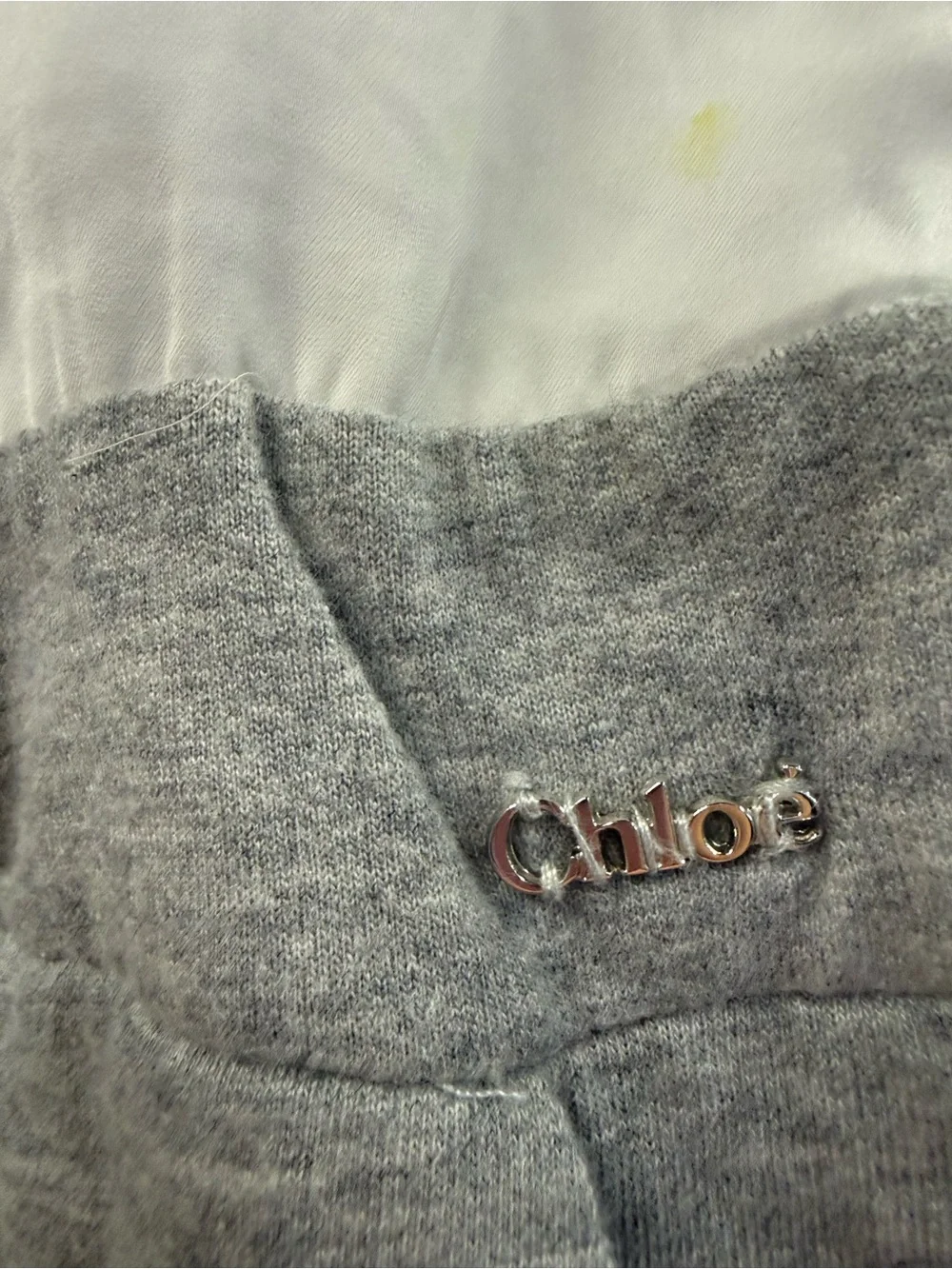 Chloe Girl’s White & Light Gray 100% Cotton Romper sz. 8